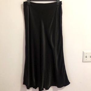 Zara black satin midi skirt